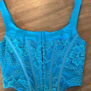 Blue Lace Crop Top